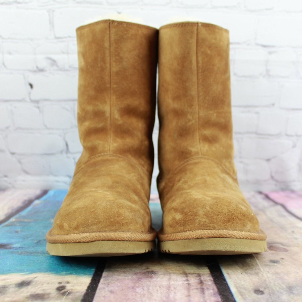 UGG Payton Brown Suede Fleece Lined Rainbow Zipper Winter Boots Rare Size 5 M - Picture 4 of 9